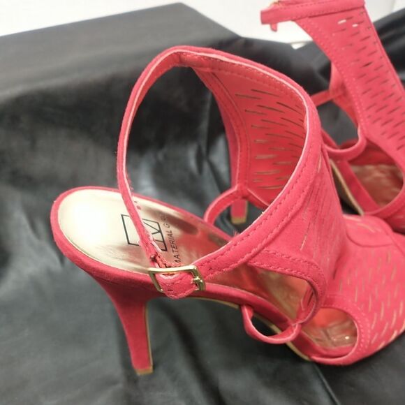 Material Girl Womens SZ 11 M Red Heels Regina Evening Slingback Sandals - Picture 6 of 11
